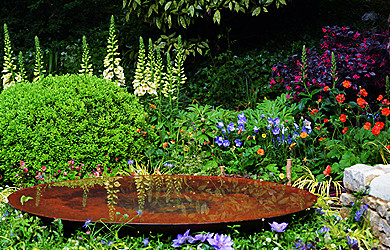 corten steel water feature