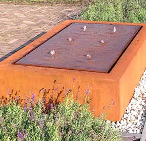 corten steel water feature