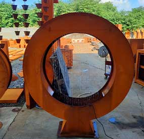 corten steel water feature