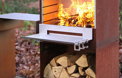 corten steel fireplace