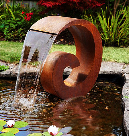 corten steel water feature