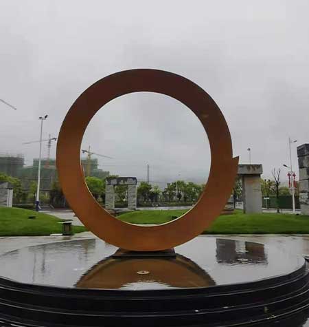 corten steel water feature