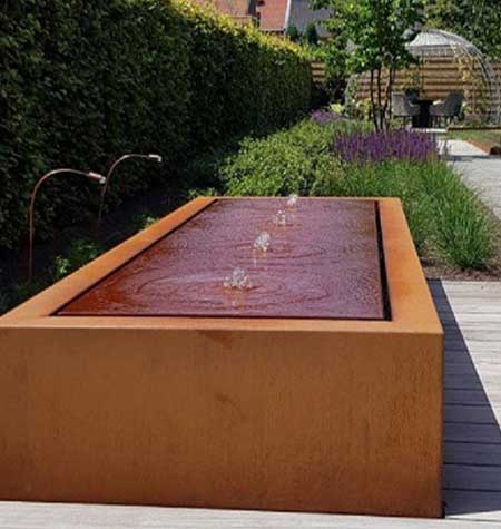 corten steel water feature