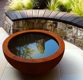 corten steel water feature