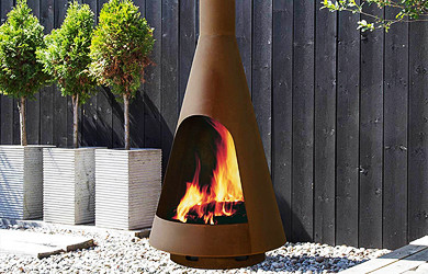 corten steel fire place