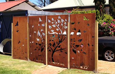 corten steel screen fence 