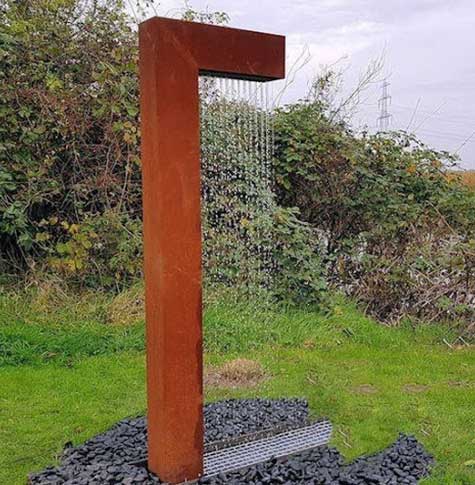 corten steel water feature