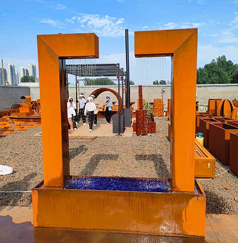 corten steel water feature