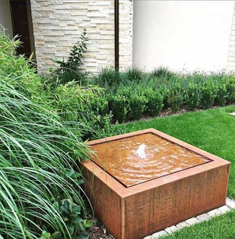 corten steel water feature