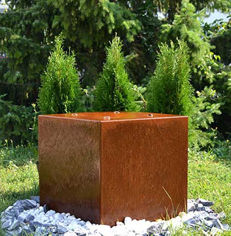 corten steel water feature