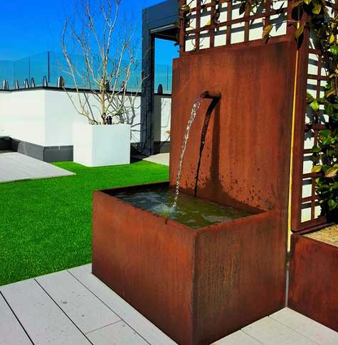 corten steel water feature