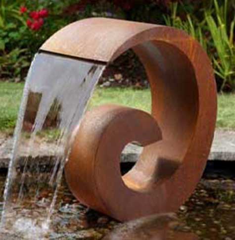 corten steel water feature