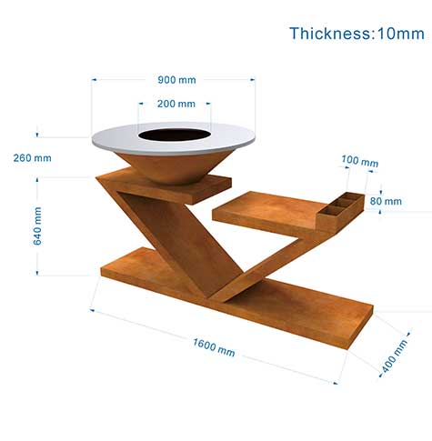 Outdoor Corten Steel BBQ Grill