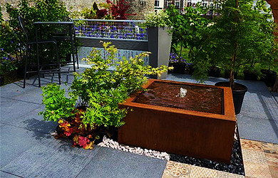 corten steel water feature