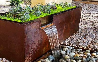 corten steel water feature