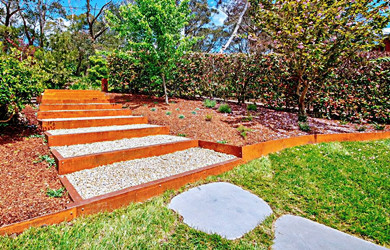 curved corten steel retaining wall