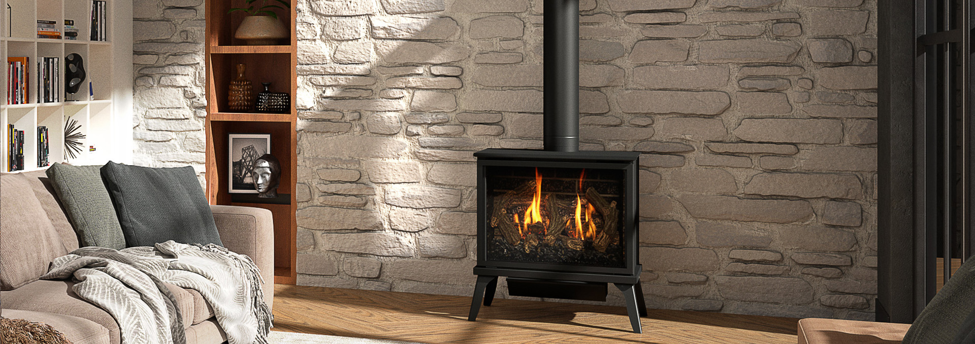 Indoor Wood-Burning Fireplace