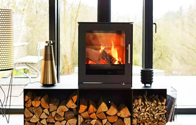 corten steel fireplace