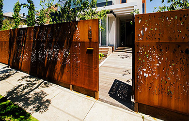 corten steel screen fence 