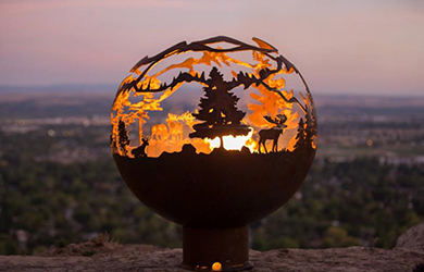 corten steel fire ball