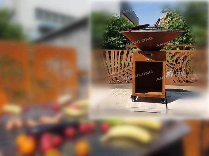 Outdoor used corten steel barbeque grill  weber barbeque kamado grill for cooking