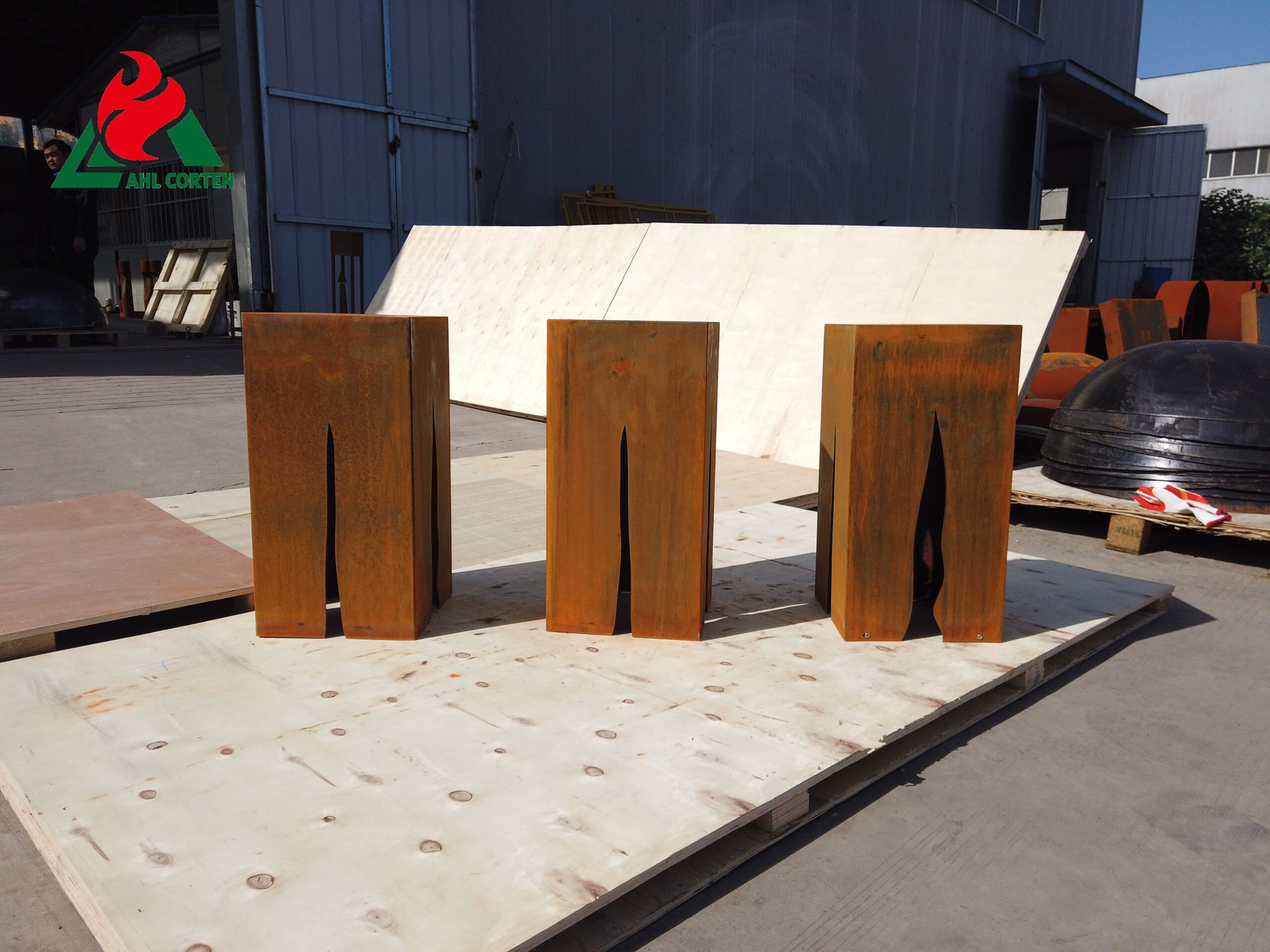 Corten steel garden lights