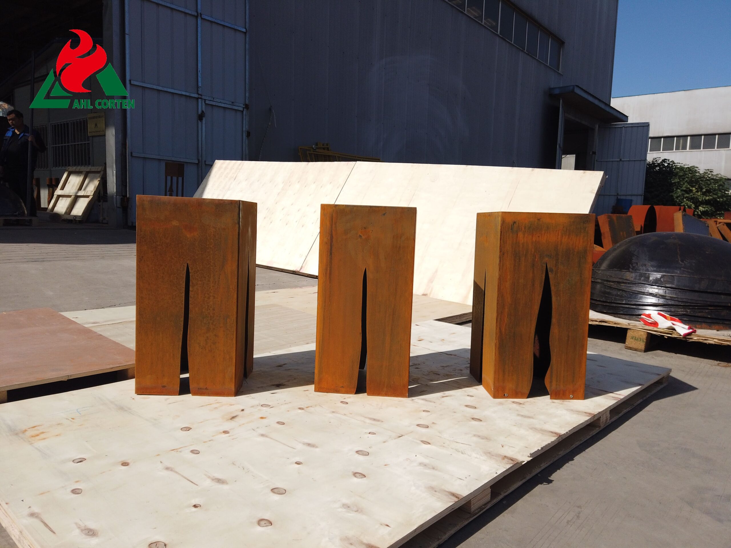 Corten steel garden lights