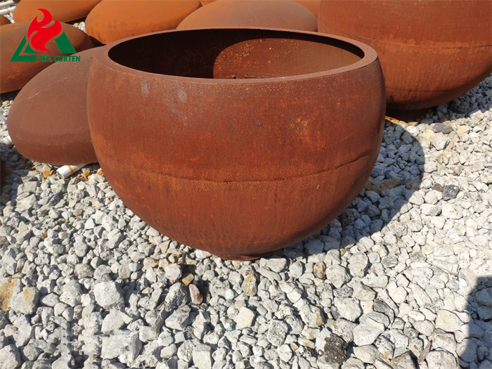 Large Round Outdoor Corten Steel Plant Pot
