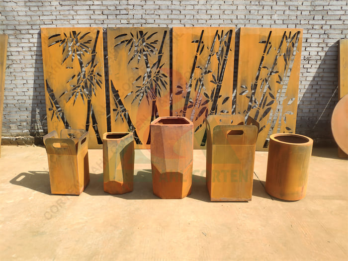 Copper Corten Steel Flower Pot Full Of Life Force