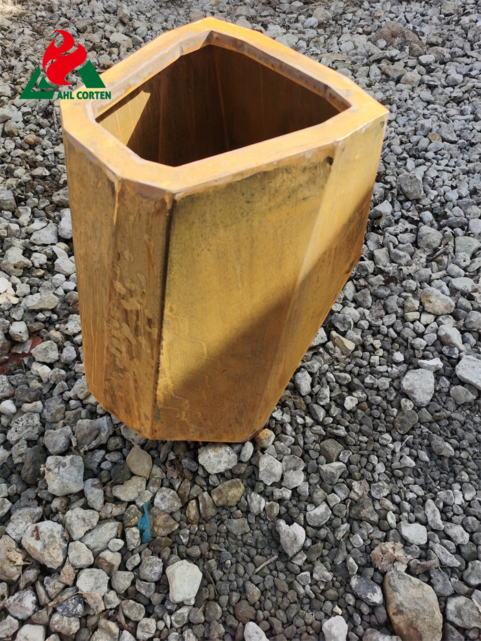 Large Outdoor Flower Pot Made Of Corten Steel