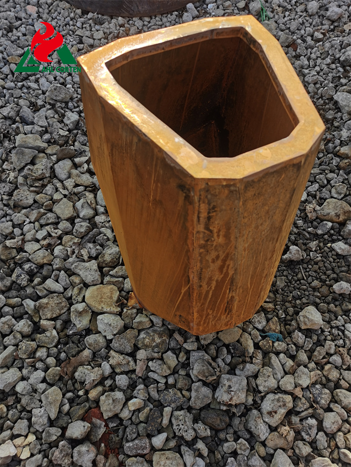 Large Outdoor Flower Pot Made Of Corten Steel