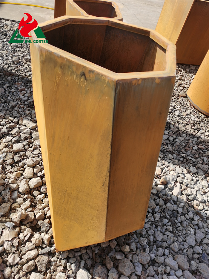 Large Outdoor Flower Pot Made Of Corten Steel