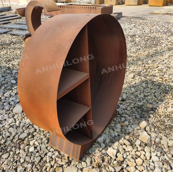 Round corten steel firewood storage holder design