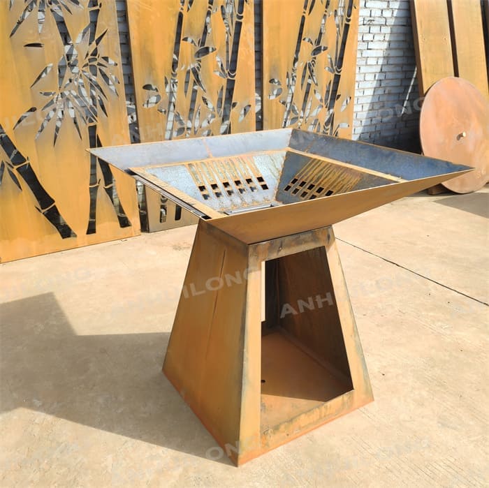 AHL corten bbq grill adjustable fire pit grill grate