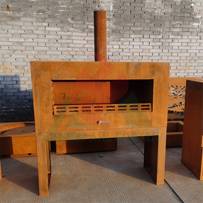 Corten steel outdoor fireplace