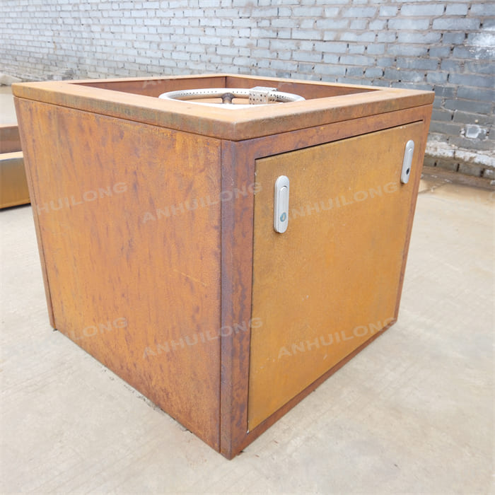 Environmentally friendly corten steel gas fire pit