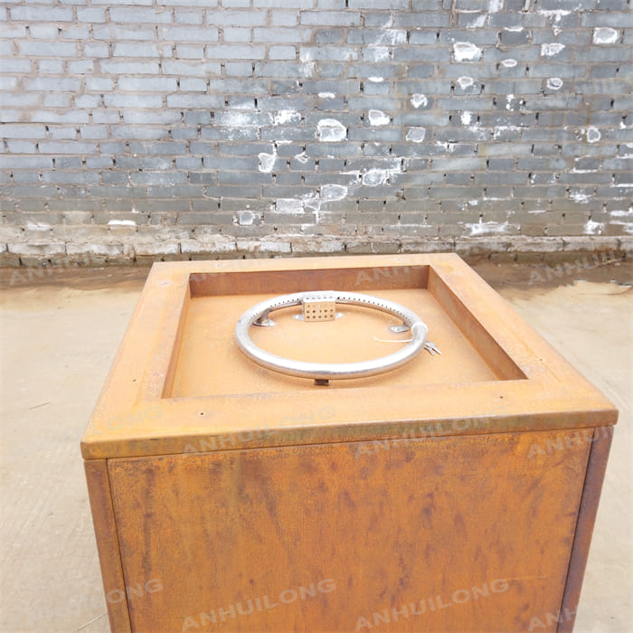 Environmentally friendly corten steel gas fire pit