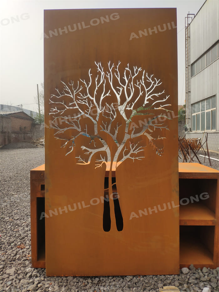 Decorative Rust Tree Corten Fence Panels For Ornamental Garden Design