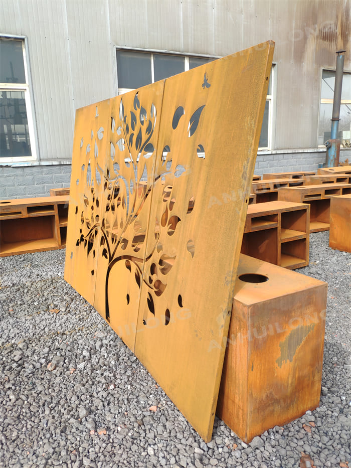 Decorative Rust Tree Corten Screen Panels For Park Project Manufacture