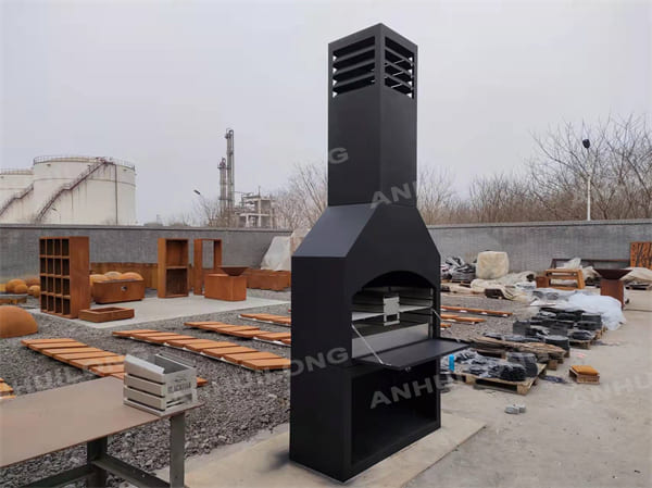 Entertain Outdoor Corten FirePlace With Cooking Function