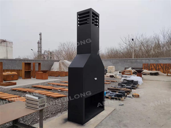 Entertain Outdoor Corten FirePlace With Cooking Function