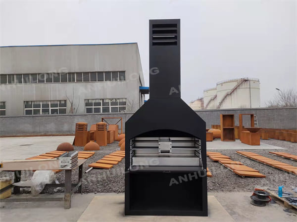 European Style Tall Corten Fireplace With Heating and Cooking Funtion