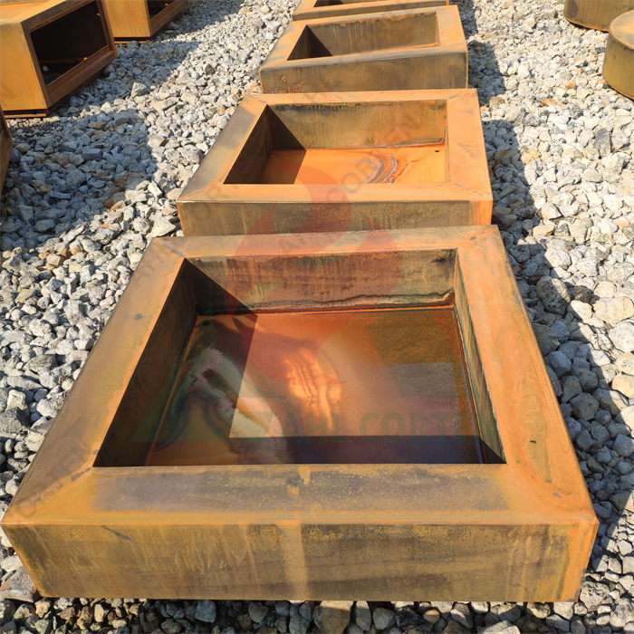 Industrial style square fire pit