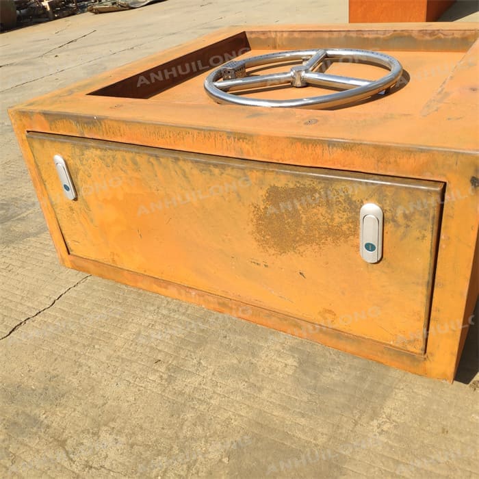Large Square Corten Steel Metal Outdoor Gas Fire Pit