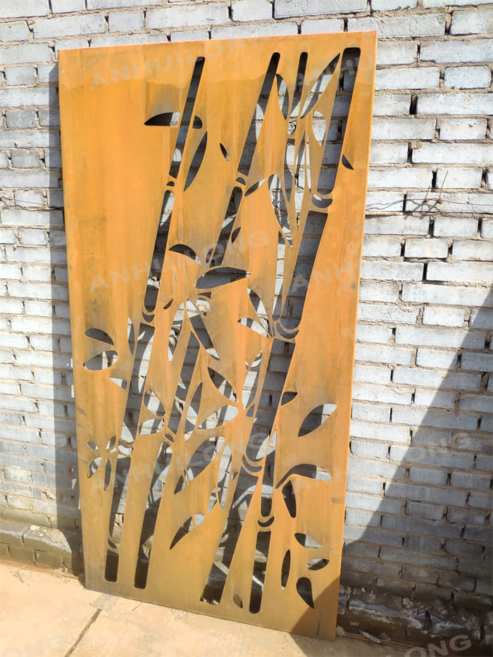 Nostalgia Rust Bamboo Corten steel fence panels For Garden Art