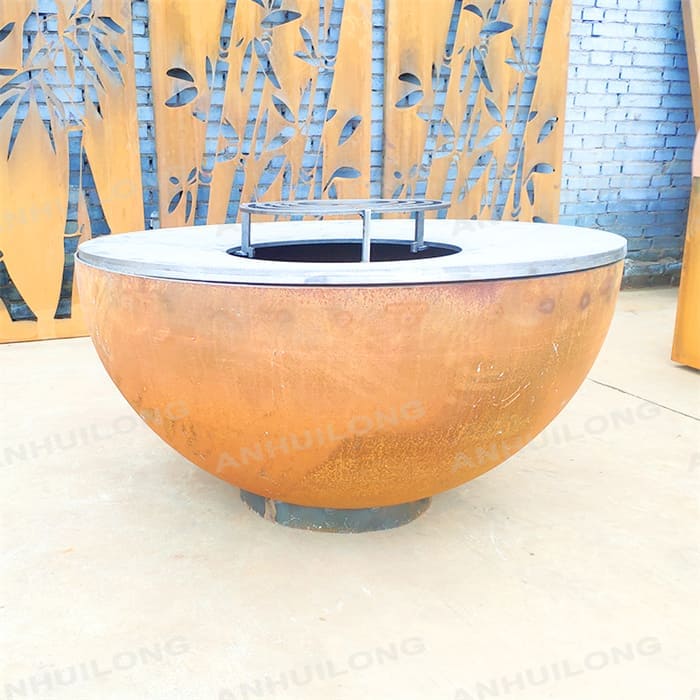 Outdoor Barbecue Corten Steel Fire Pit BBQ Grill