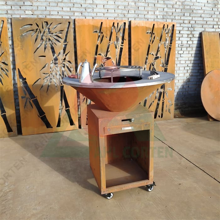 Portable and fashionable corten barbecue manufactory