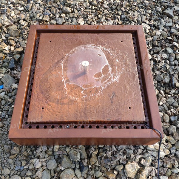 Rustic style corten steel water feature for landscaping