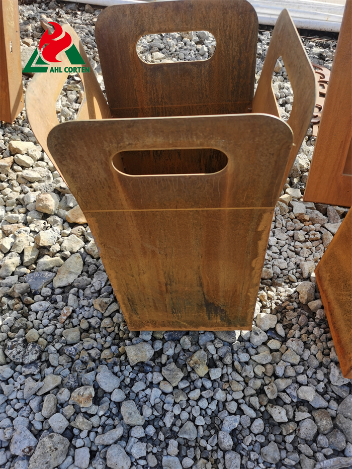 Corten steel outdoor flowerpot