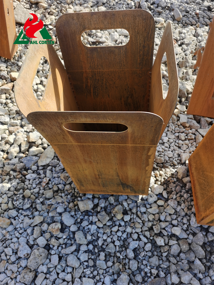 Corten steel outdoor flowerpot